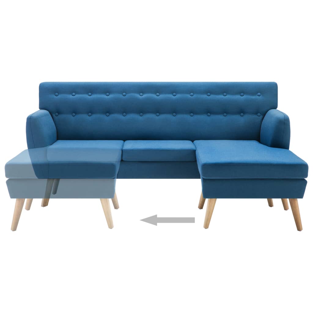 vidaXL stūra dīvāns, 171,5x138x81,5 cm, zila auduma apdare