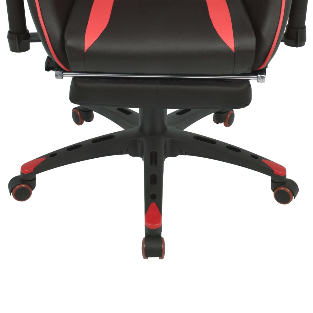 vidaXL atgāžams biroja krēsls ar kāju balstu, melns ar sarkanu