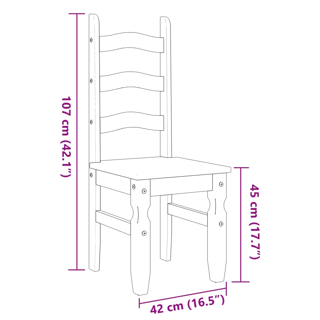 vidaXL krēsli Corona, 2 gab., 42x47x107 cm, priedes masīvkoks