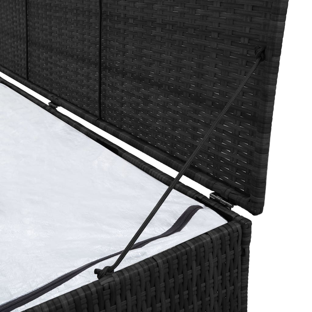 vidaXL dārza uzglabāšanas kaste, melna, 150x50x60 cm, PE rotangpalma