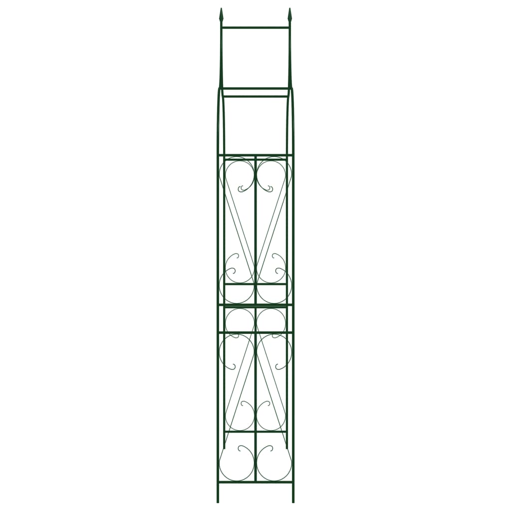 vidaXL dārza arka, tumši zaļa, 120x38x258 cm, dzelzs