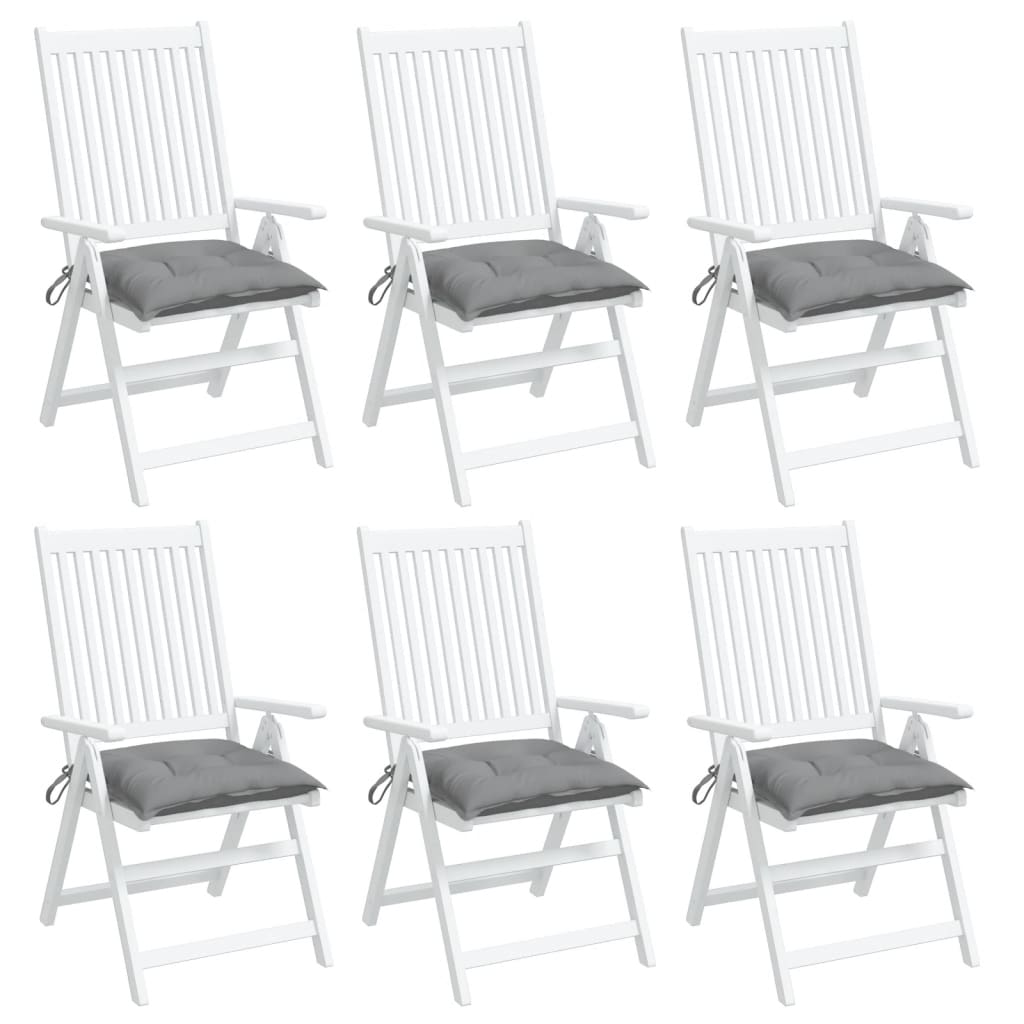 vidaXL dārza krēslu spilveni, 6 gab., pelēki, 50x50x7 cm, audums