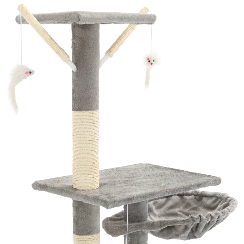 vidaXL kaķu māja, sizala stabi nagu asināšanai, 230-250 cm, pelēka