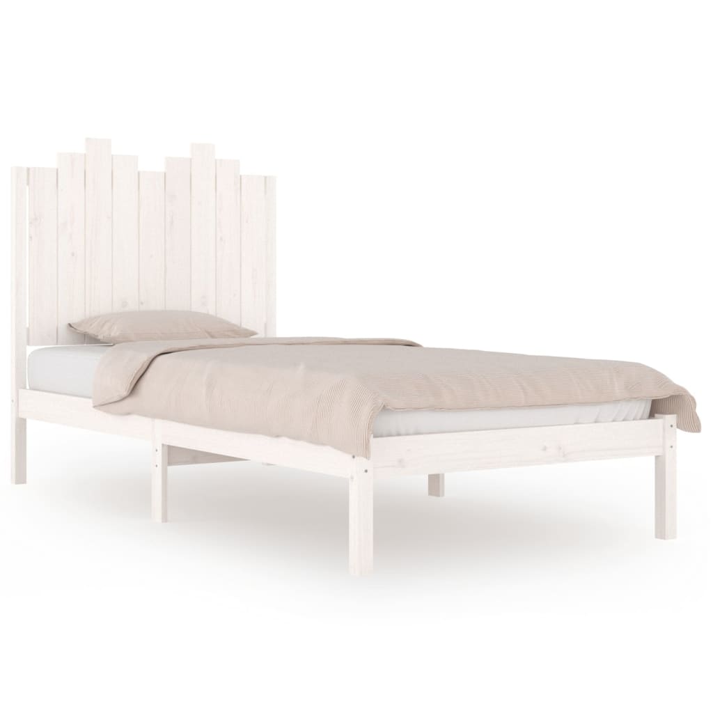 vidaXL gultas rāmis, balts, priedes masīvkoks, 100x200 cm
