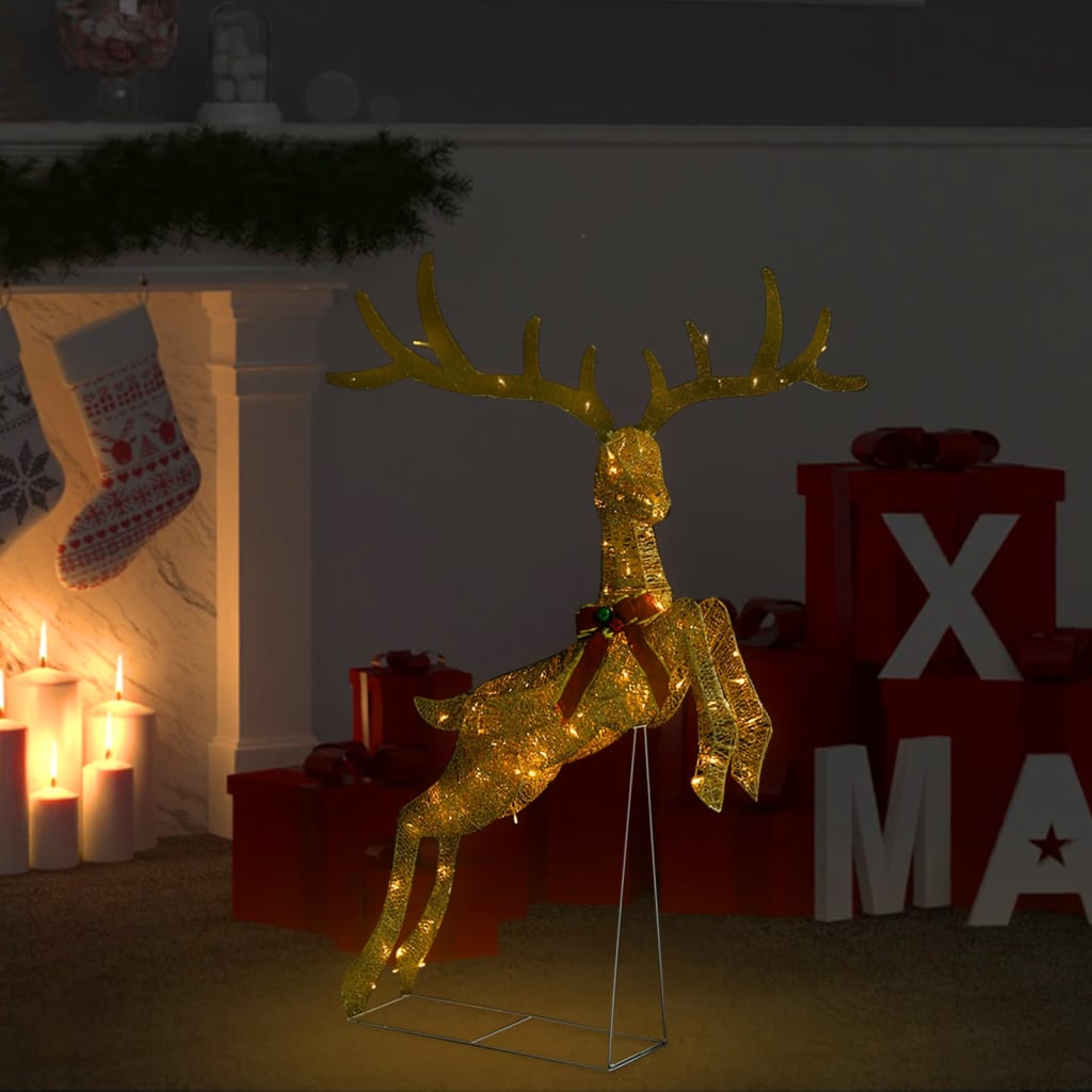 vidaXL Ziemassvētku dekorācija, ziemeļbriedis, 120 silti baltas LED