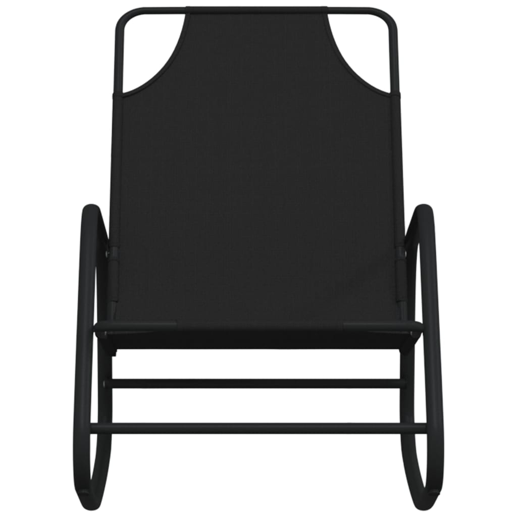 vidaXL sauļošanās šūpuļkrēsli, 2 gab., melni, tērauds un tekstilēns