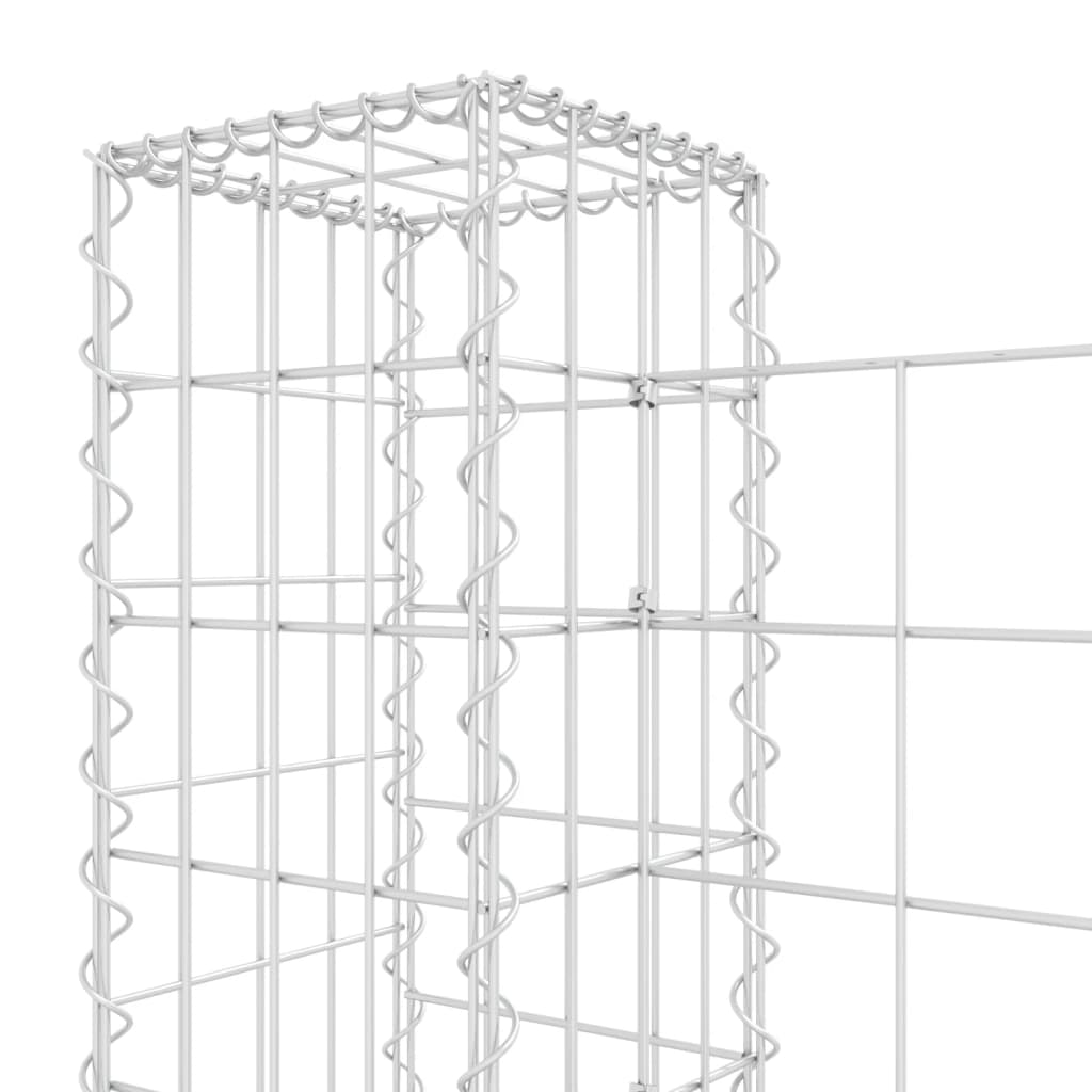 vidaXL gabionu siena ar 8 stabiem, U-forma, dzelzs, 860x20x100 cm