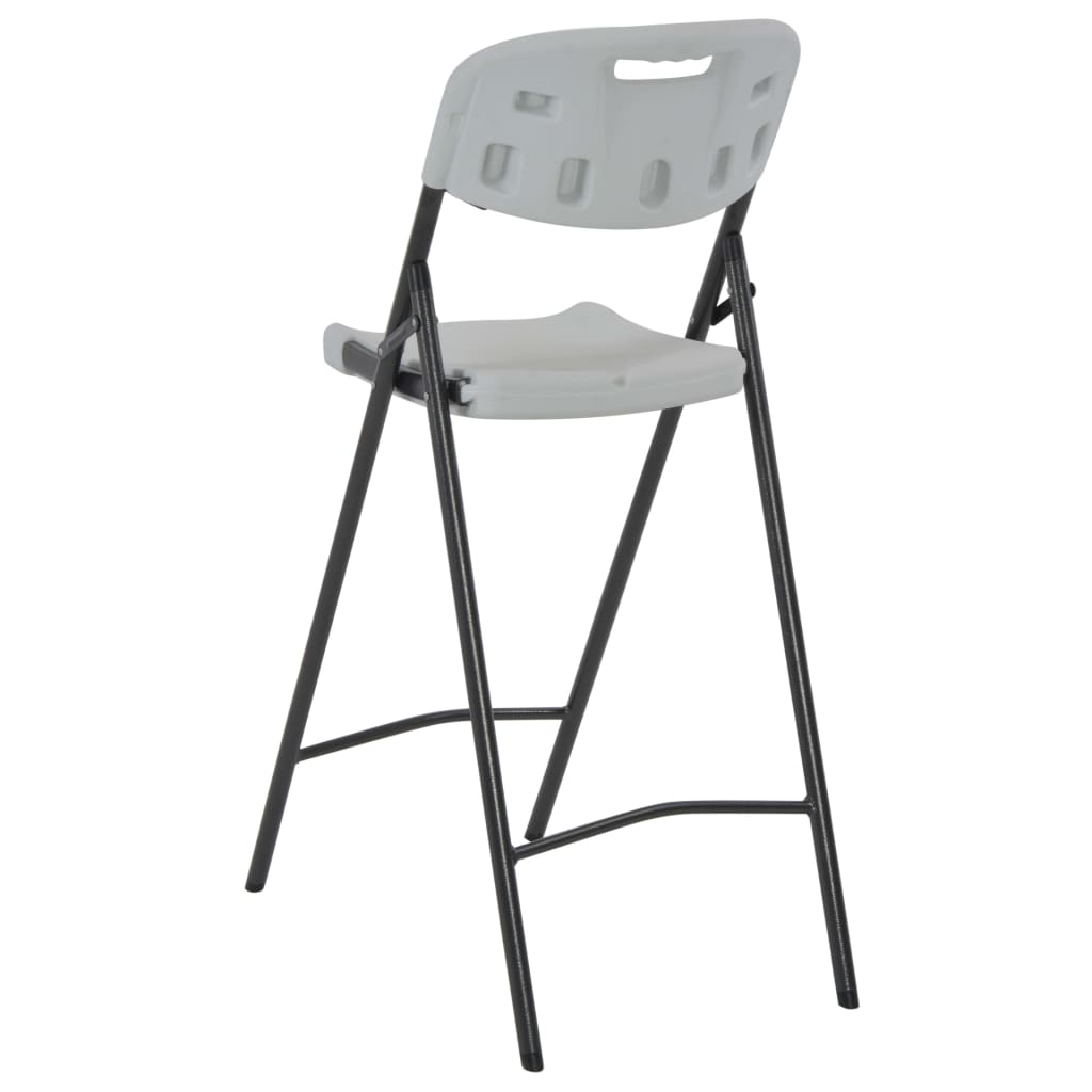 vidaXL saliekami bāra krēsli, 2 gab., HDPE, tērauds, balti