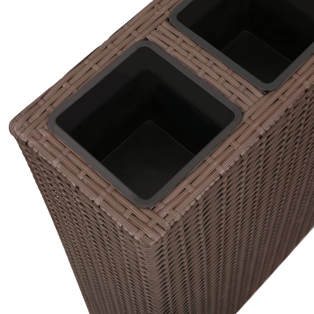 vidaXL augstā puķu kaste ar 4 podiem, PE rotangpalma, brūna