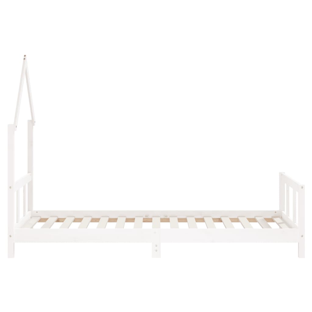 vidaXL bērnu gultas rāmis, balts, 90x190 cm, priedes masīvkoks