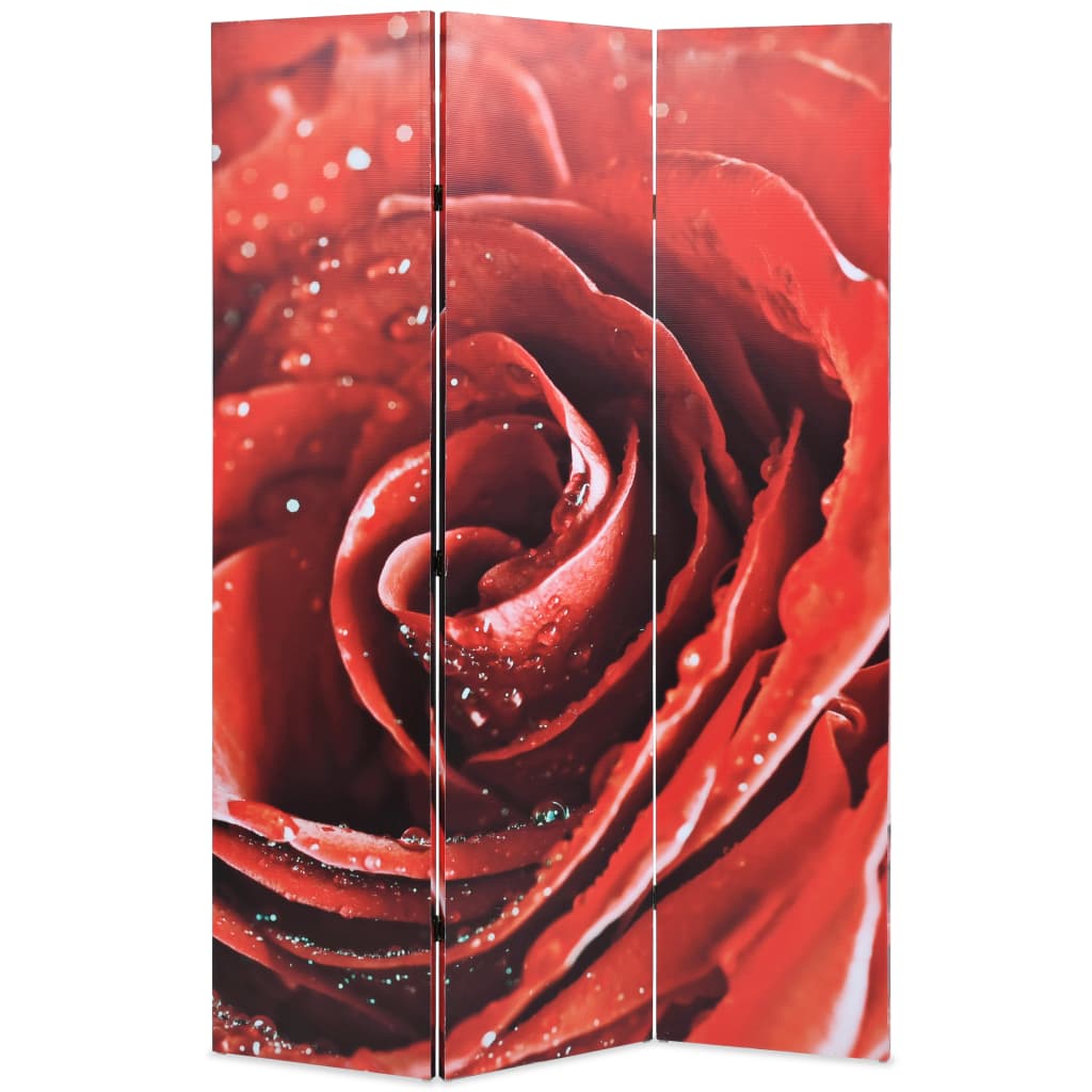 vidaXL istabas aizslietnis, 120x170 cm, saliekams, sarkans ar rozi