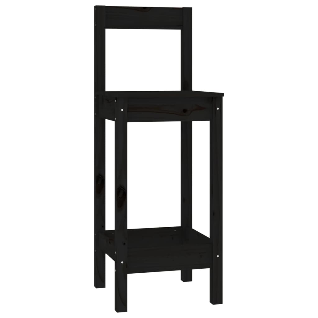 vidaXL 4-daļīgs bāra krēslu komplekts, melns, priedes masīvkoks