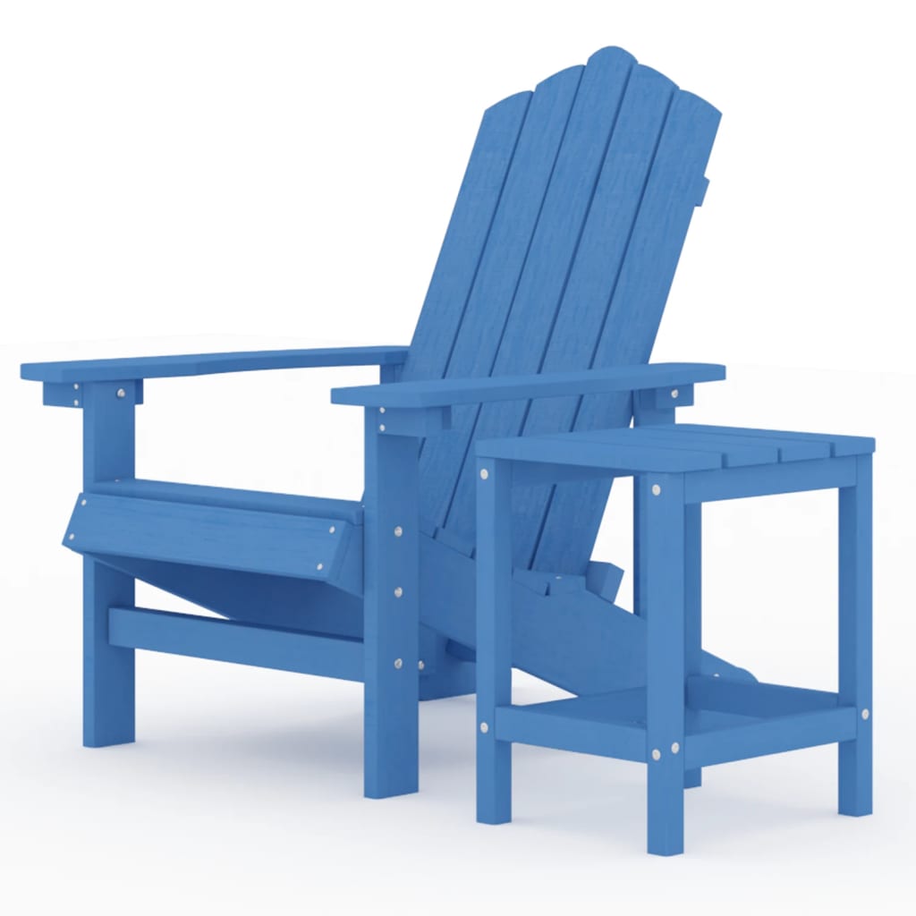 vidaXL dārza krēsls ar galdiņu, HDPE, ūdens zils