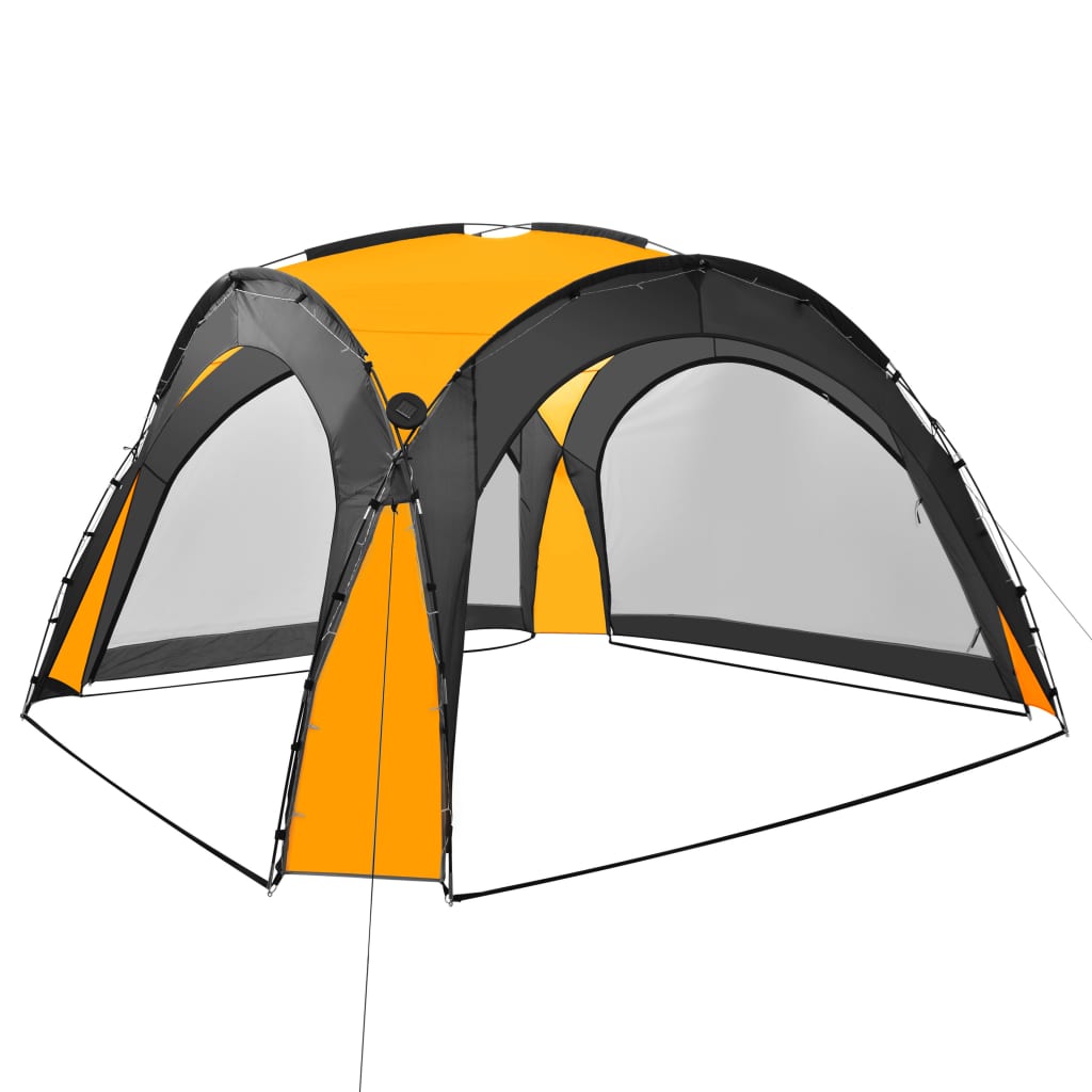 vidaXL svinību telts ar LED un 4 sānu sienām, 3,6x3,6x2,3 m, dzeltena