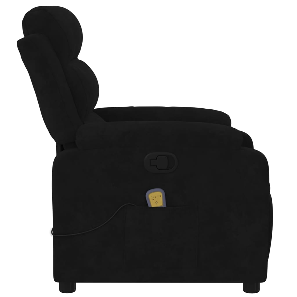 vidaXL masāžas krēsls, atgāžams, melns samts