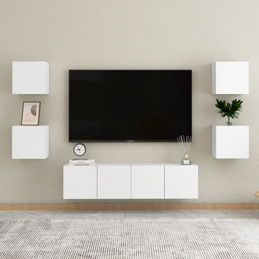 vidaXL sienas TV skapīši, 4 gab., balti, 30,5x30x30 cm
