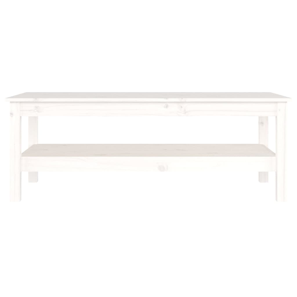 vidaXL kafijas galdiņš, balts, 110x50x40 cm, priedes masīvkoks