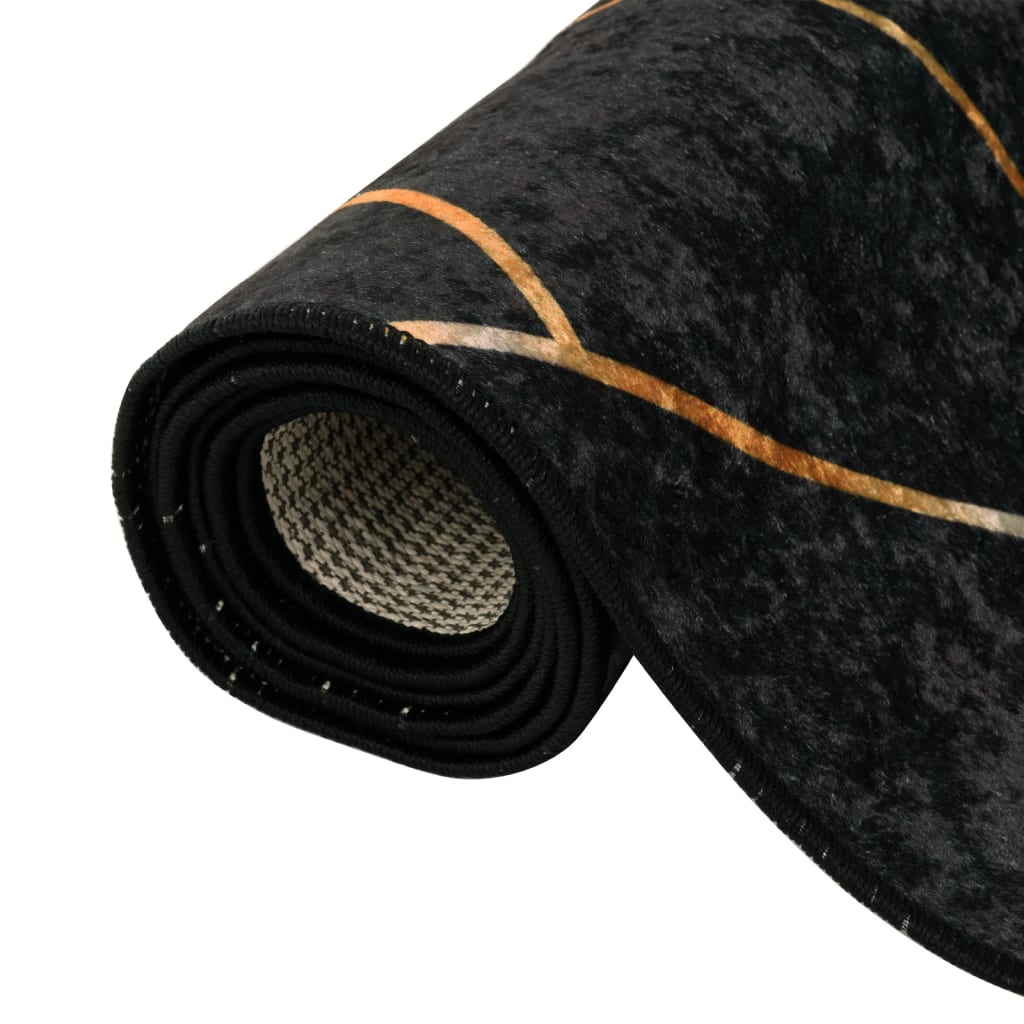vidaXL paklājs, 80x150 cm, mazgājams, neslīdošs, melna un zelta