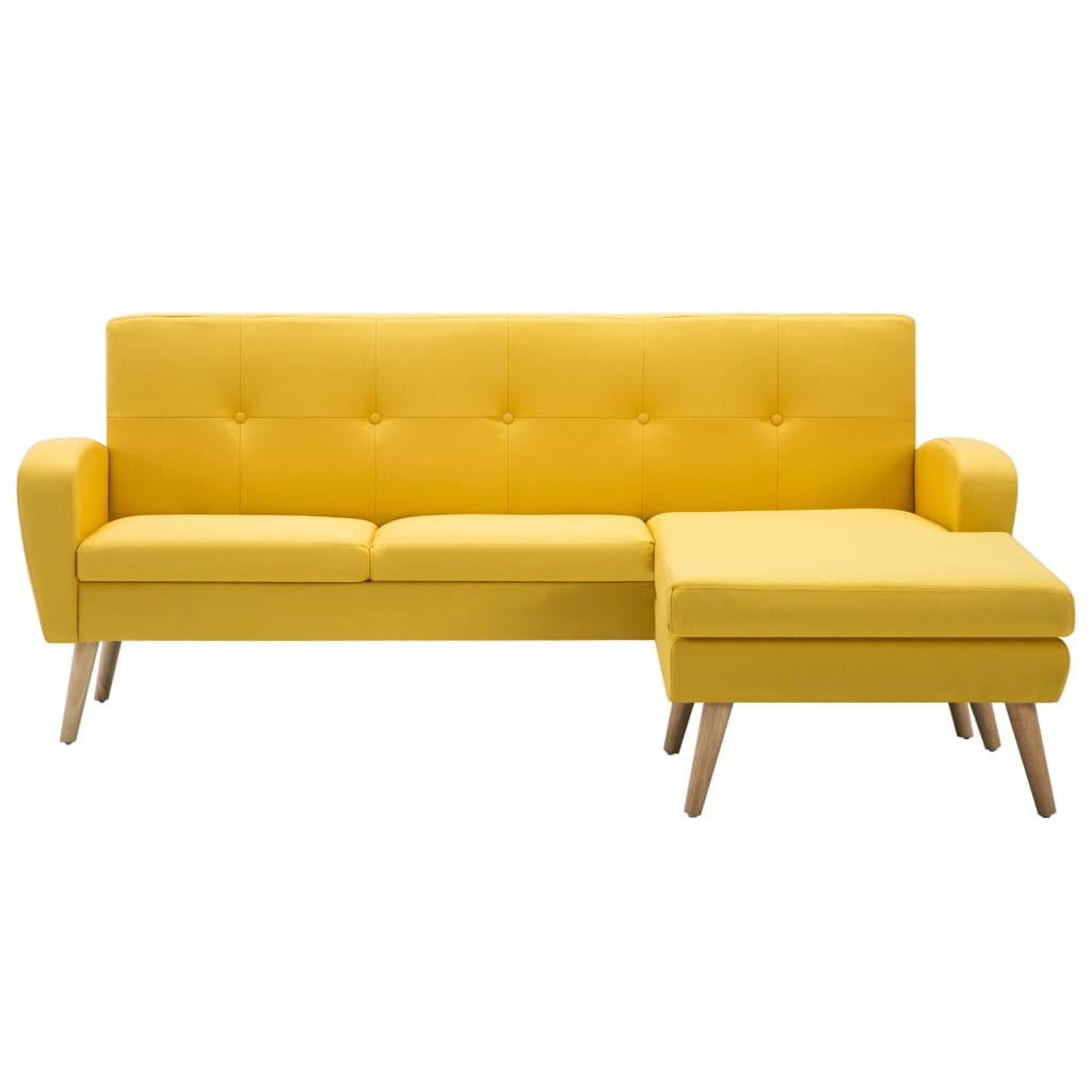 vidaXL stūra dīvāns, dzeltens, 186x136x79 cm, auduma apdare