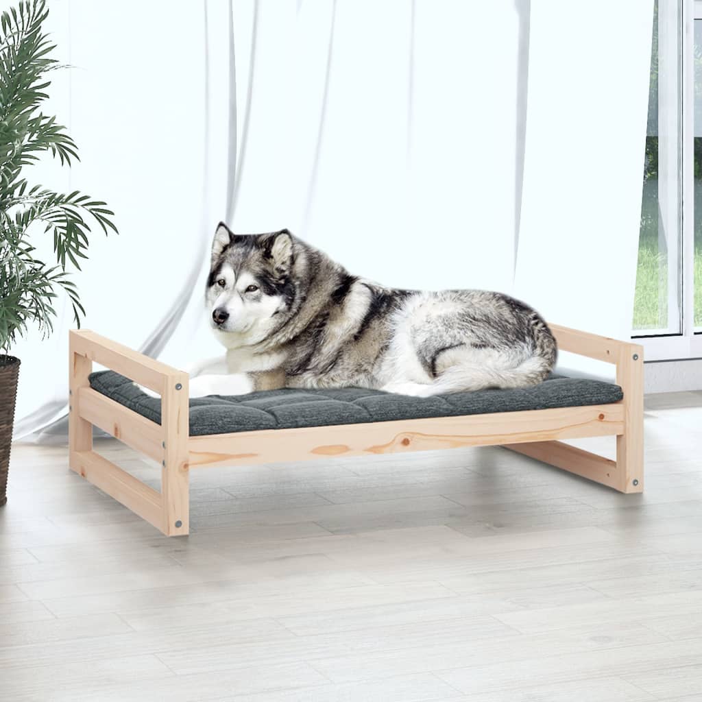vidaXL suņu gulta, 105,5x75,5x28 cm, priedes masīvkoks
