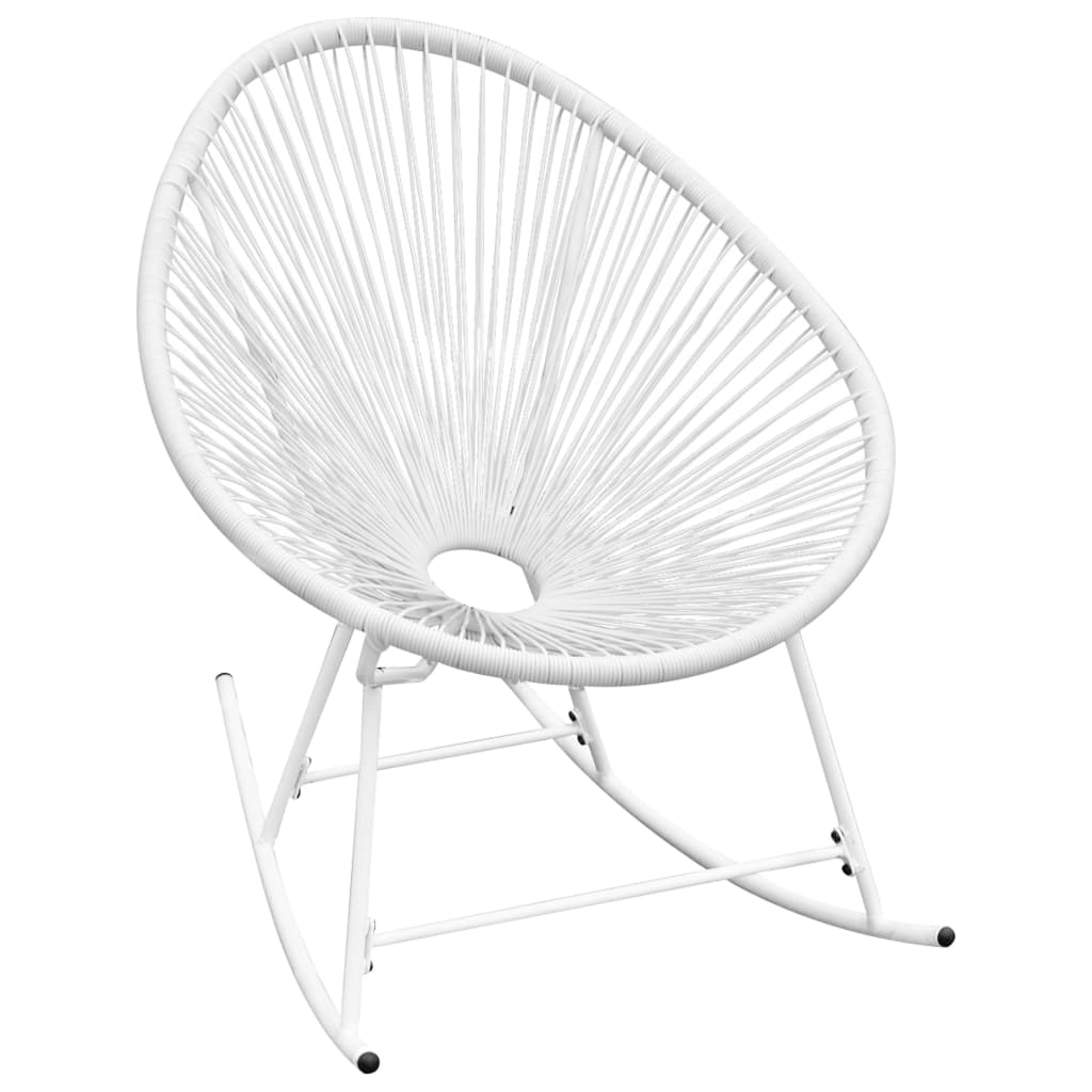 vidaXL dārza šūpuļkrēsls, balts, PE rotangpalma