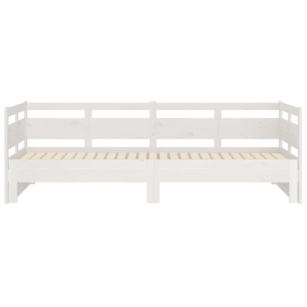 vidaXL izvelkama gulta, balta, priedes masīvkoks, 2x(80x200) cm