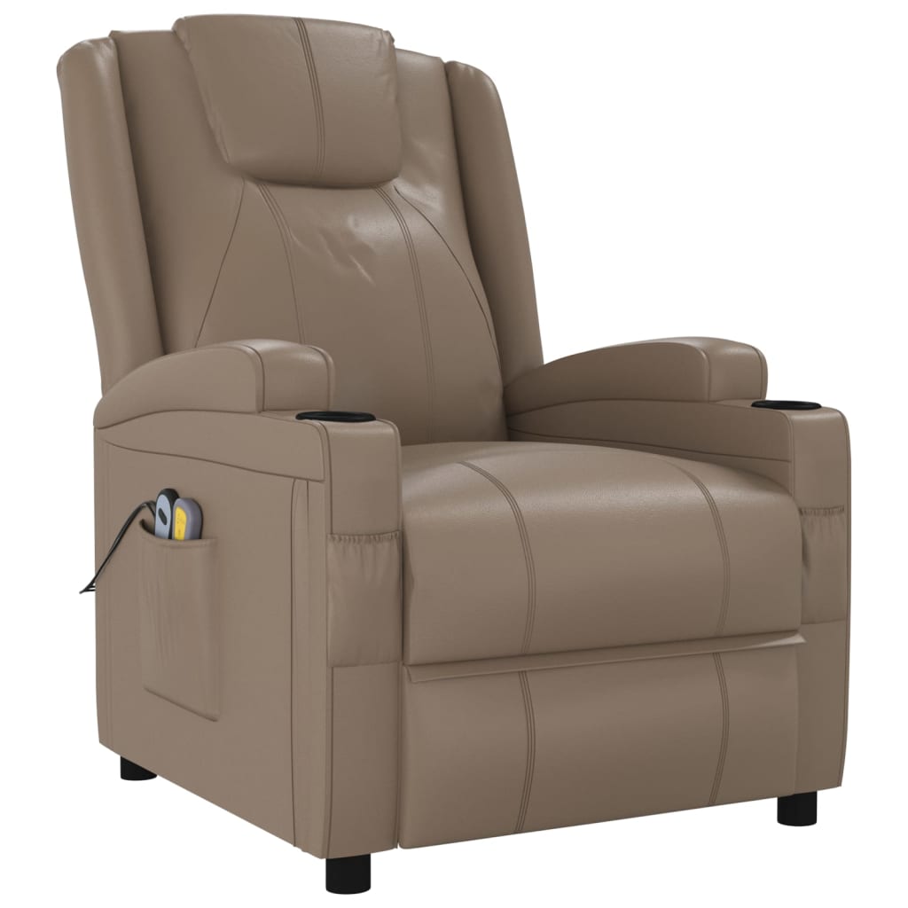 vidaXL elektrisks masāžas krēsls, kapučīno krāsas mākslīgā āda