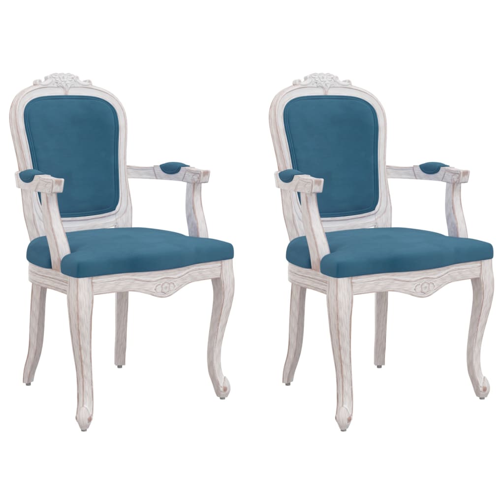 vidaXL virtuves krēsli, 2 gab., 62x59,5x100,5 cm, zils samts