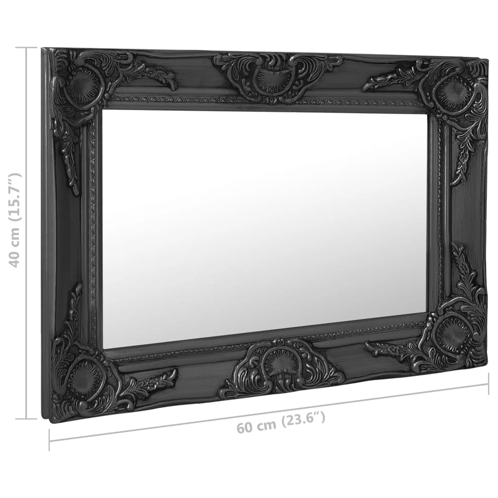 vidaXL baroka stila sienas spogulis, 60x40 cm, melns