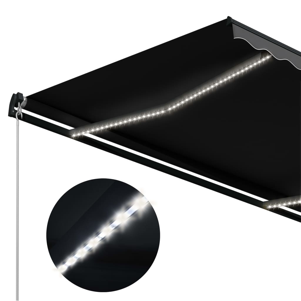 vidaXL izvelkama markīze ar LED, manuāli darbināma, 600x300 cm, pelēka