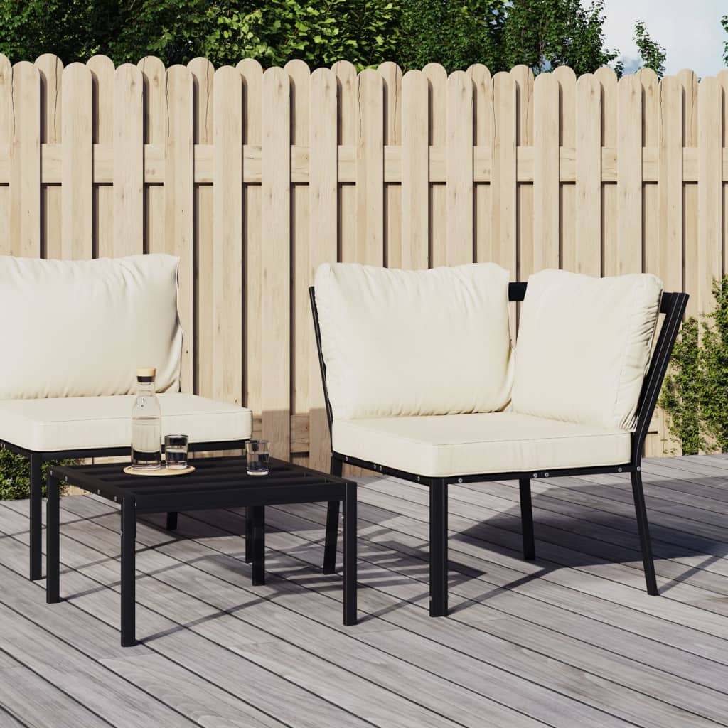 vidaXL dārza krēsls, smilškrāsas matrači, 76x76x79 cm, tērauds