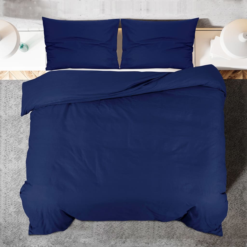 vidaXL gultasveļas komplekts, tumši zils, 135x200 cm, mikrošķiedra