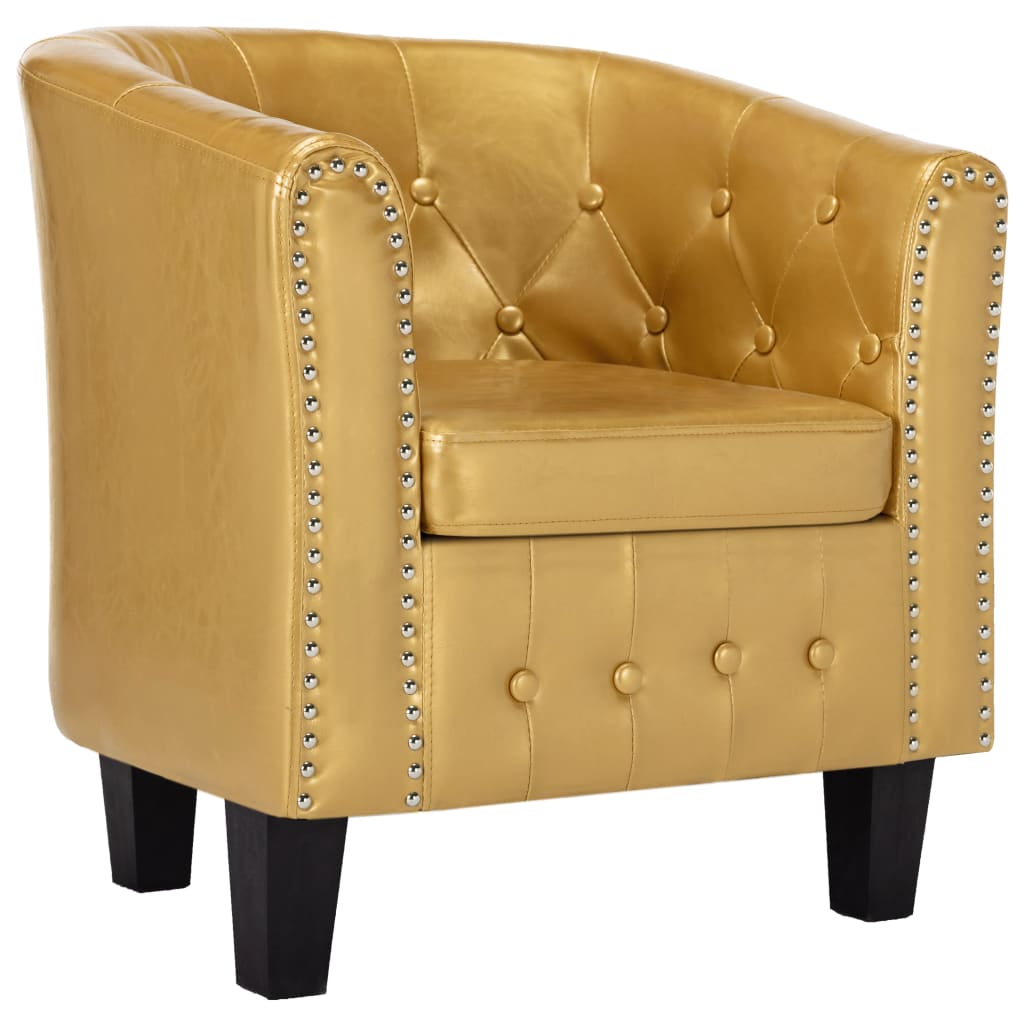 vidaXL klubkrēsls, spīdīga zelta krāsas mākslīgā āda