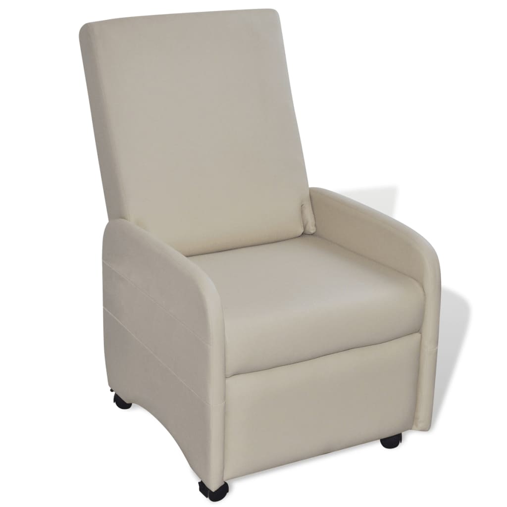 vidaXL saliekams atpūtas krēsls, krēmkrāsas mākslīgā āda
