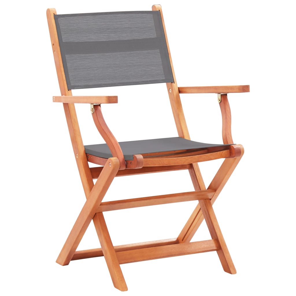 vidaXL dārza krēsli, 2 gab., pelēki, eikalipta masīvkoks un tekstilēns