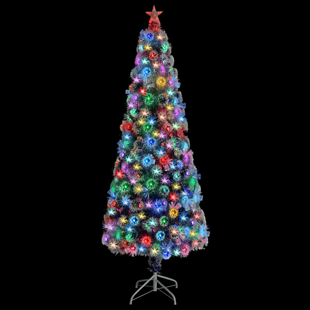 vidaXL izgaismota Ziemassvētku egle, 210 cm, optiskā šķiedra