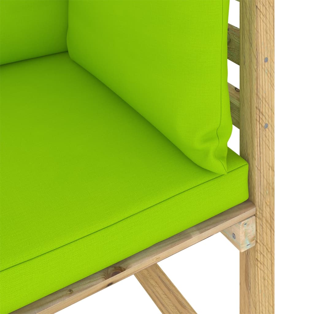 vidaXL dārza stūra dīvāns ar matračiem, zaļi impregnēts priedes koks