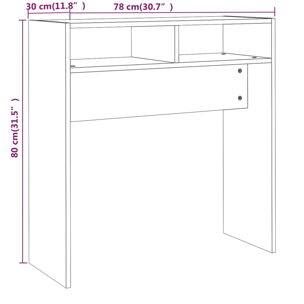 vidaXL konsoles galds, ozolkoka krāsa, 78x30x80 cm, inženierijas koks