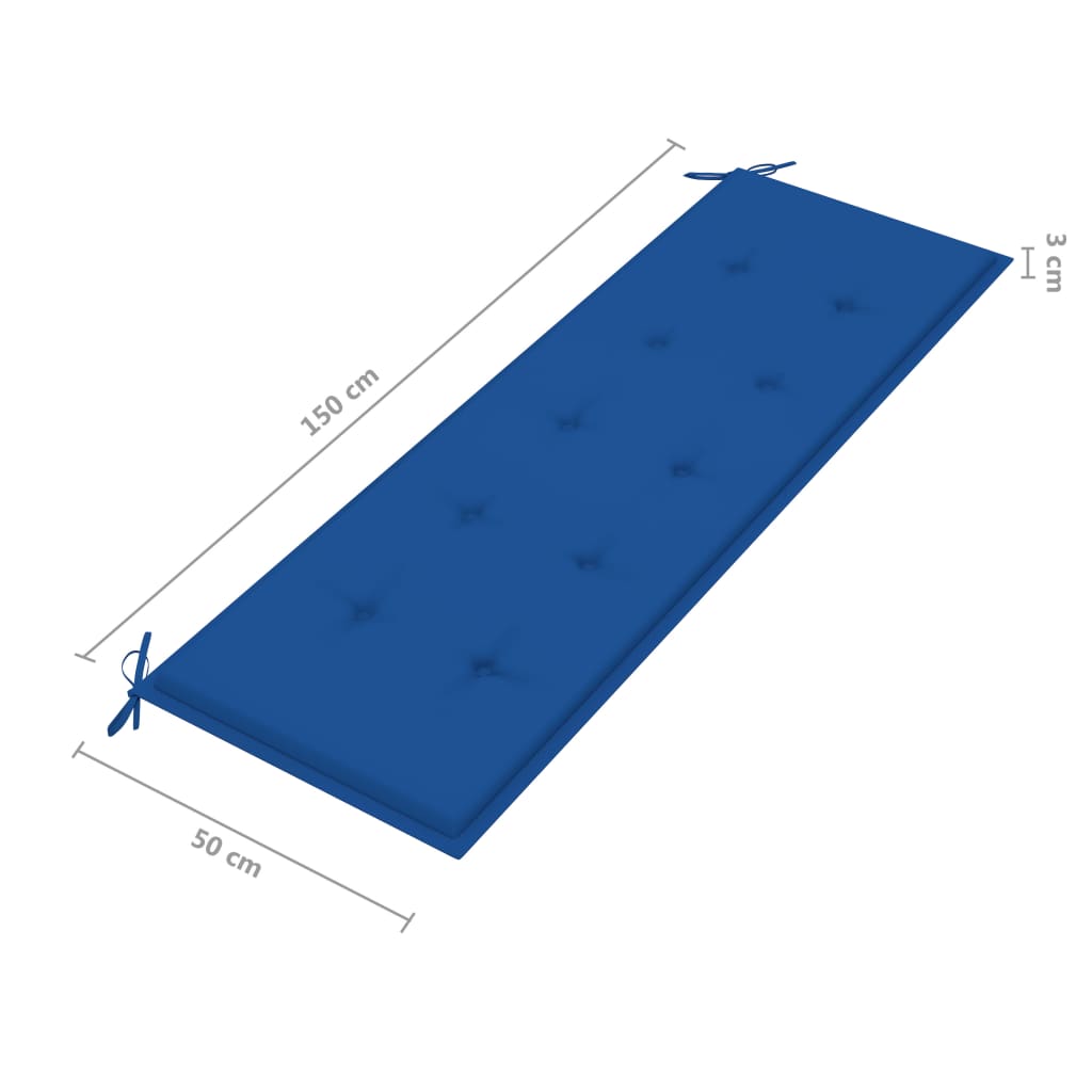 vidaXL sols ar koši zilu matraci, 150 cm, masīvs tīkkoks