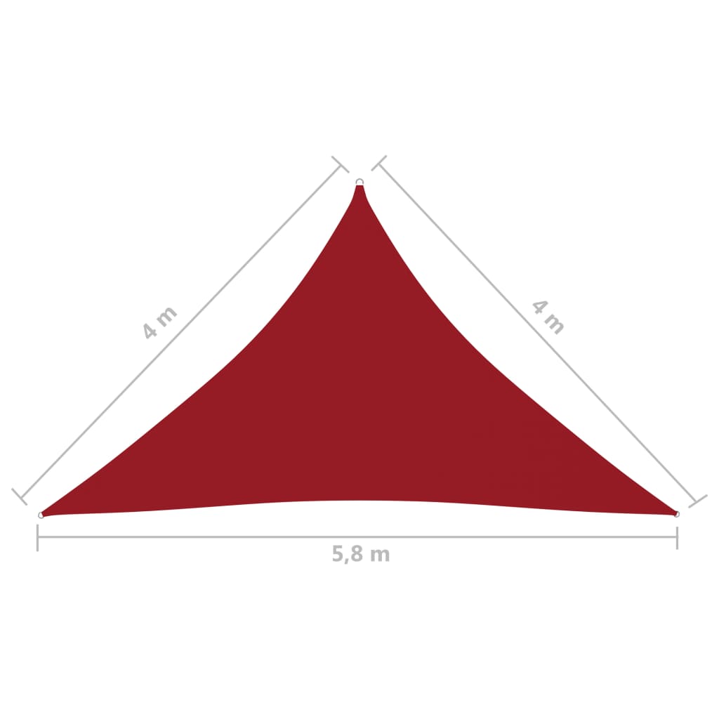 vidaXL saulessargs, 4x4x5,8m, trijstūra forma, sarkans oksforda audums
