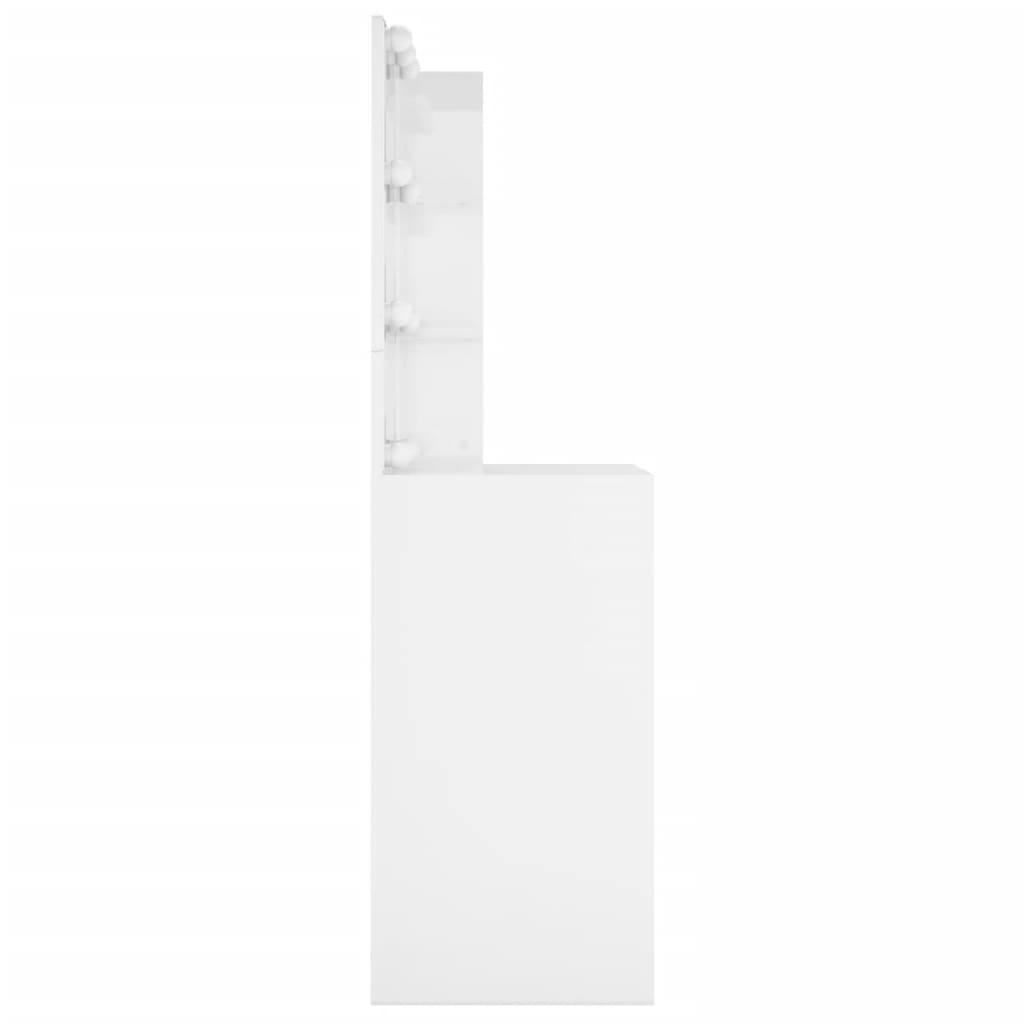 vidaXL spoguļgaldiņš ar LED, spīdīgi balts, 60x40x140 cm