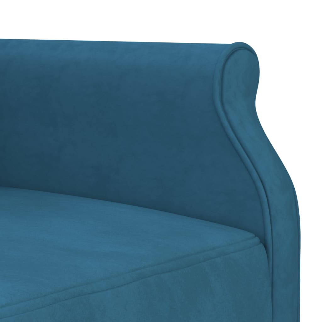 vidaXL L-formas dīvāngulta, zila, 271x140x70 cm, samts
