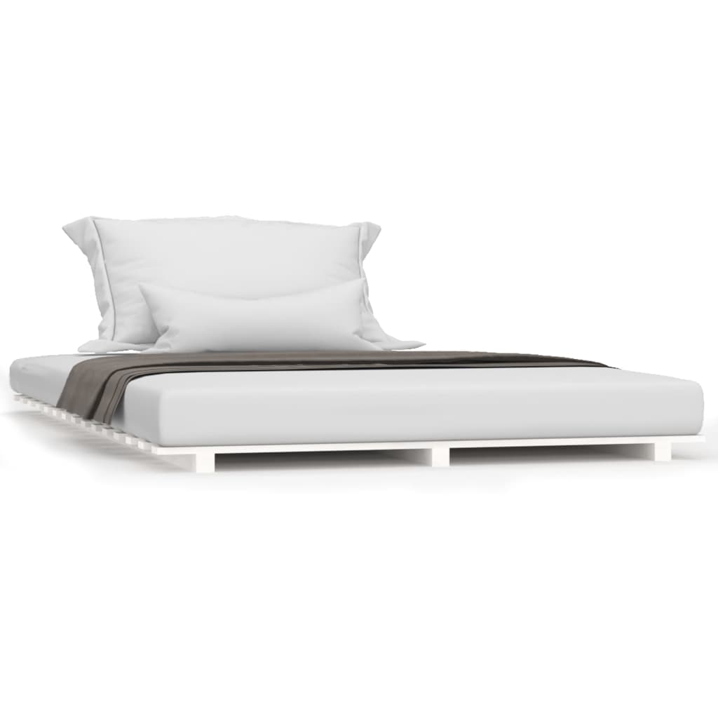 vidaXL gultas rāmis, balts, 120x190 cm, priedes masīvkoks
