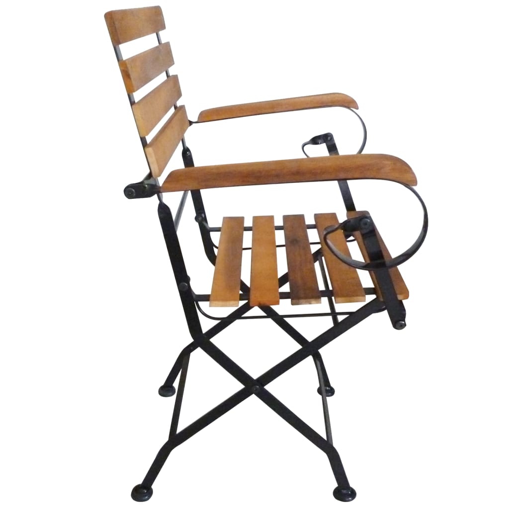 vidaXL saliekami dārza krēsli, 4 gab., tērauds un akācijas masīvkoks