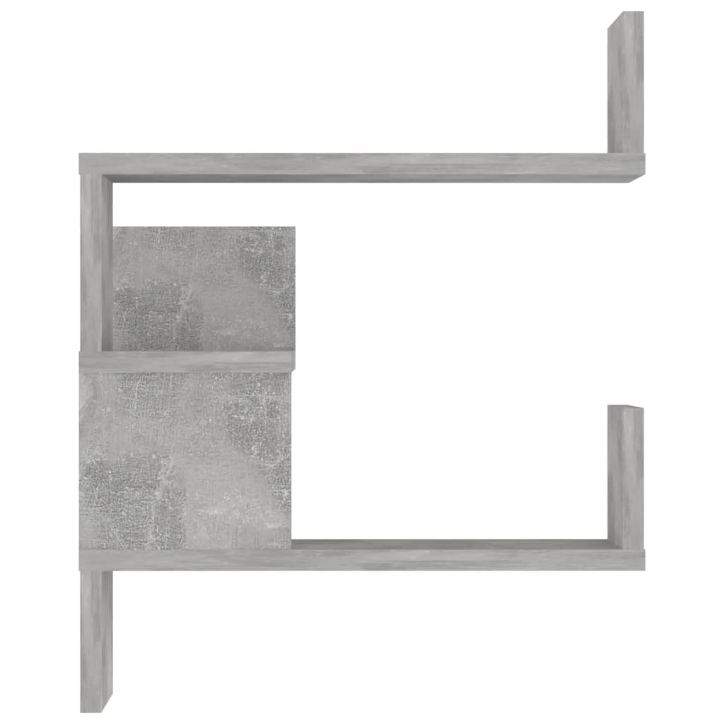 vidaXL sienas stūra plaukts, betonpelēks, 40x40x50 cm, skaidu plāksne