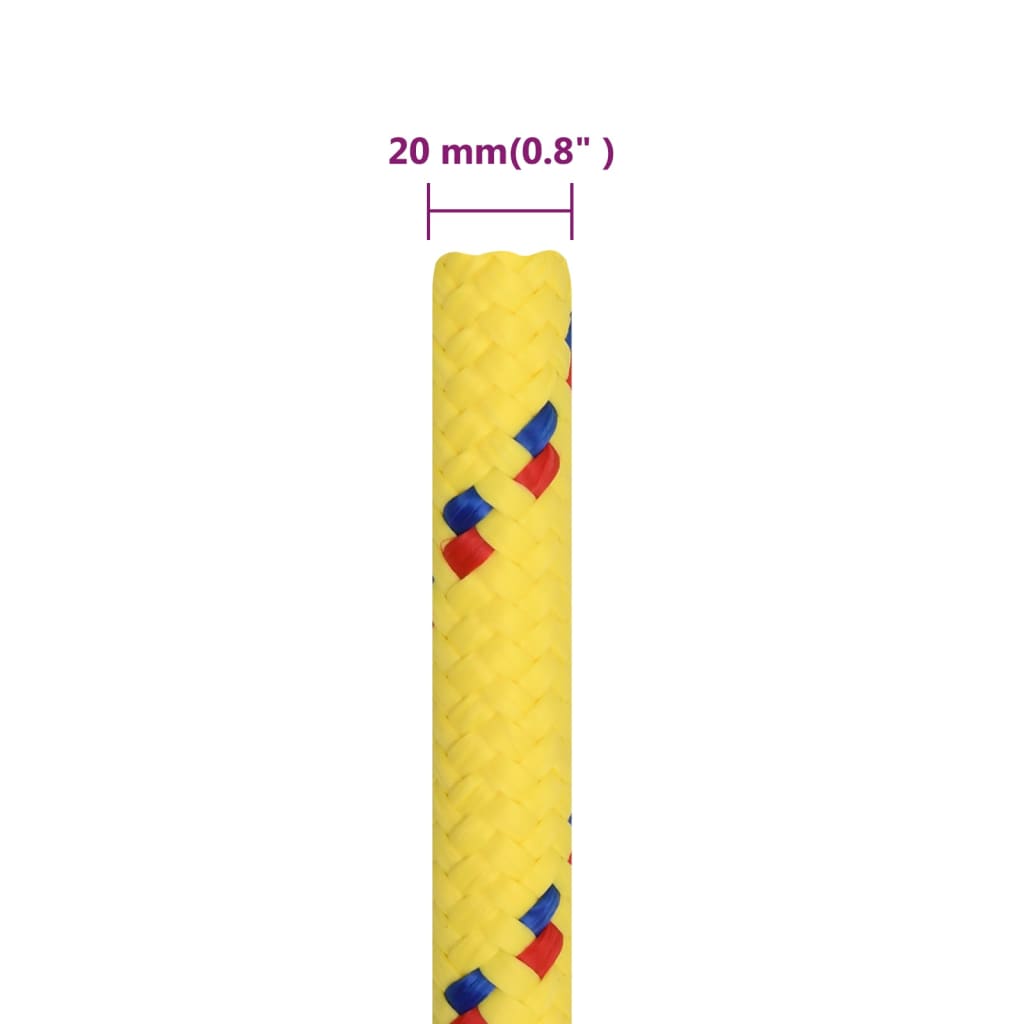vidaXL laivu virve, dzeltena, 20 mm, 50 m, polipropilēns