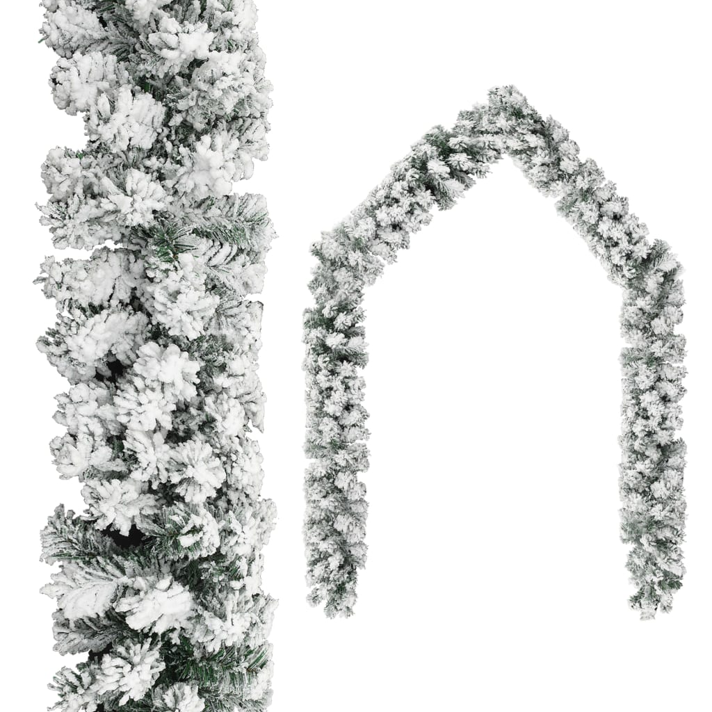 vidaXL Ziemassvētku vītne ar sniegu, zaļa, 20 m, PVC