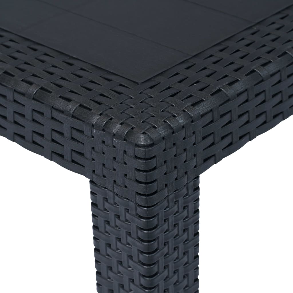vidaXL dārza galds, 220x90x72 cm, plastmasa, rotangpalmas raksts