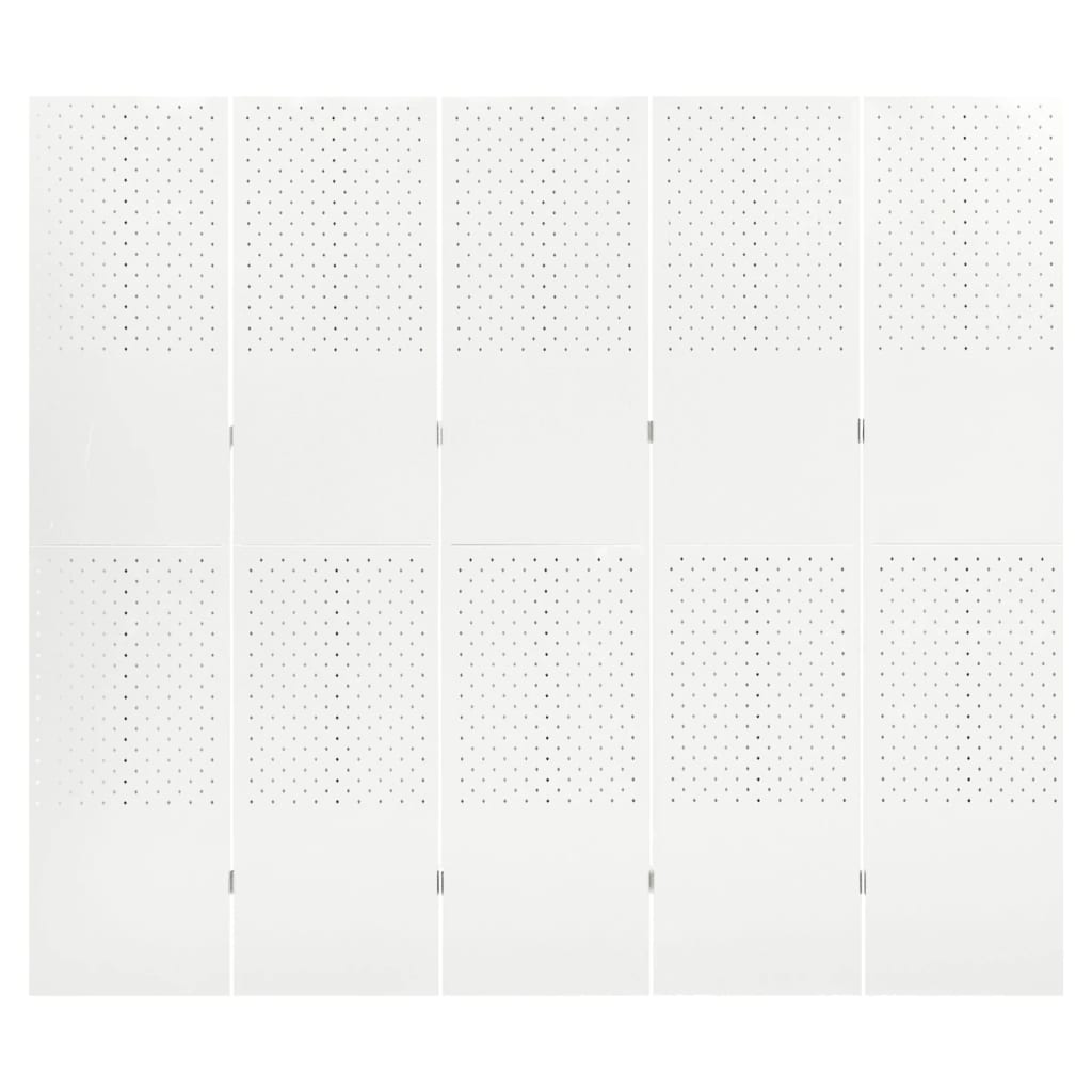 vidaXL 5-paneļu istabas aizslietnis, balts, 200x180 cm, tērauds