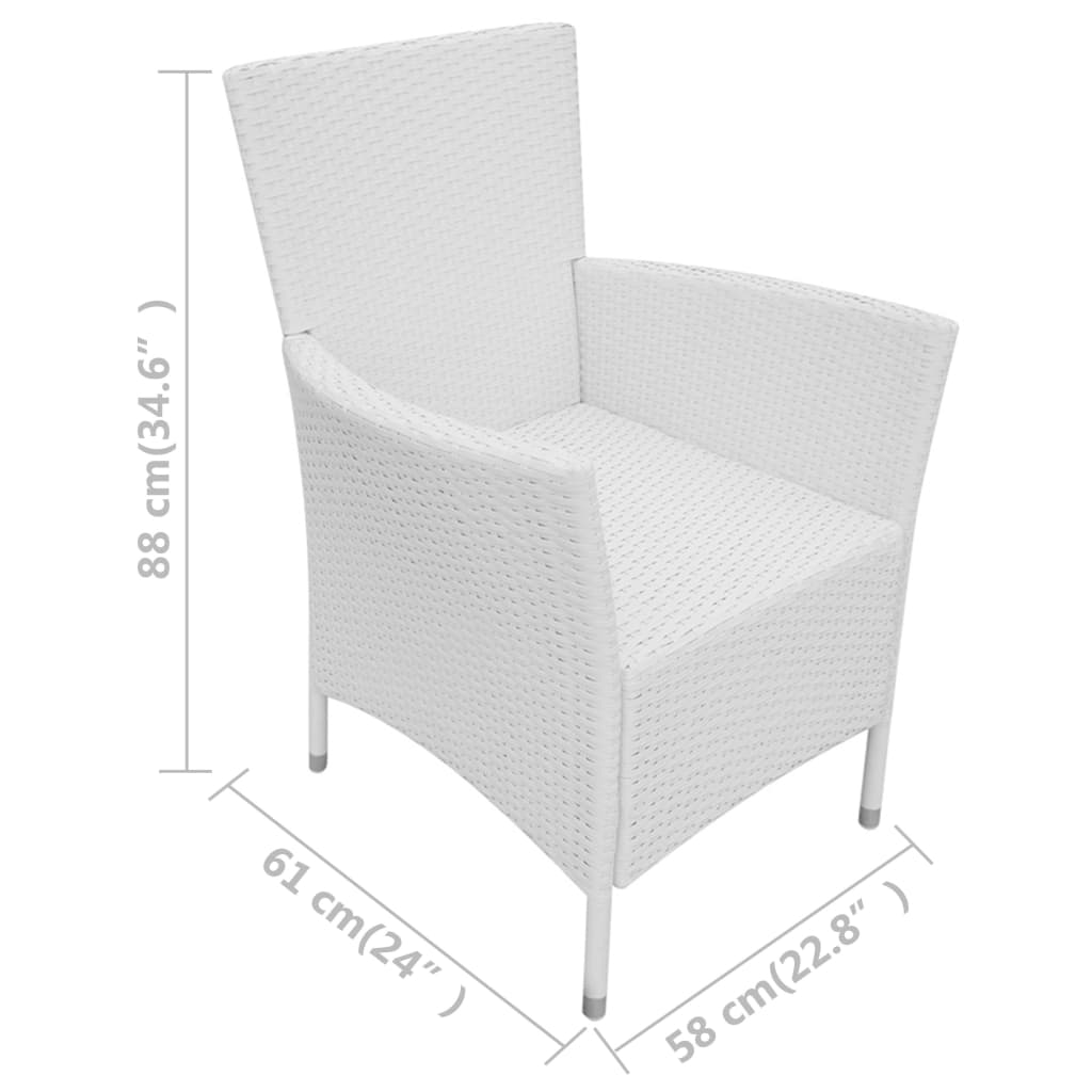 vidaXL dārza krēsli, 6 gab., ar matračiem, PE rotangpalma, krēmbalti